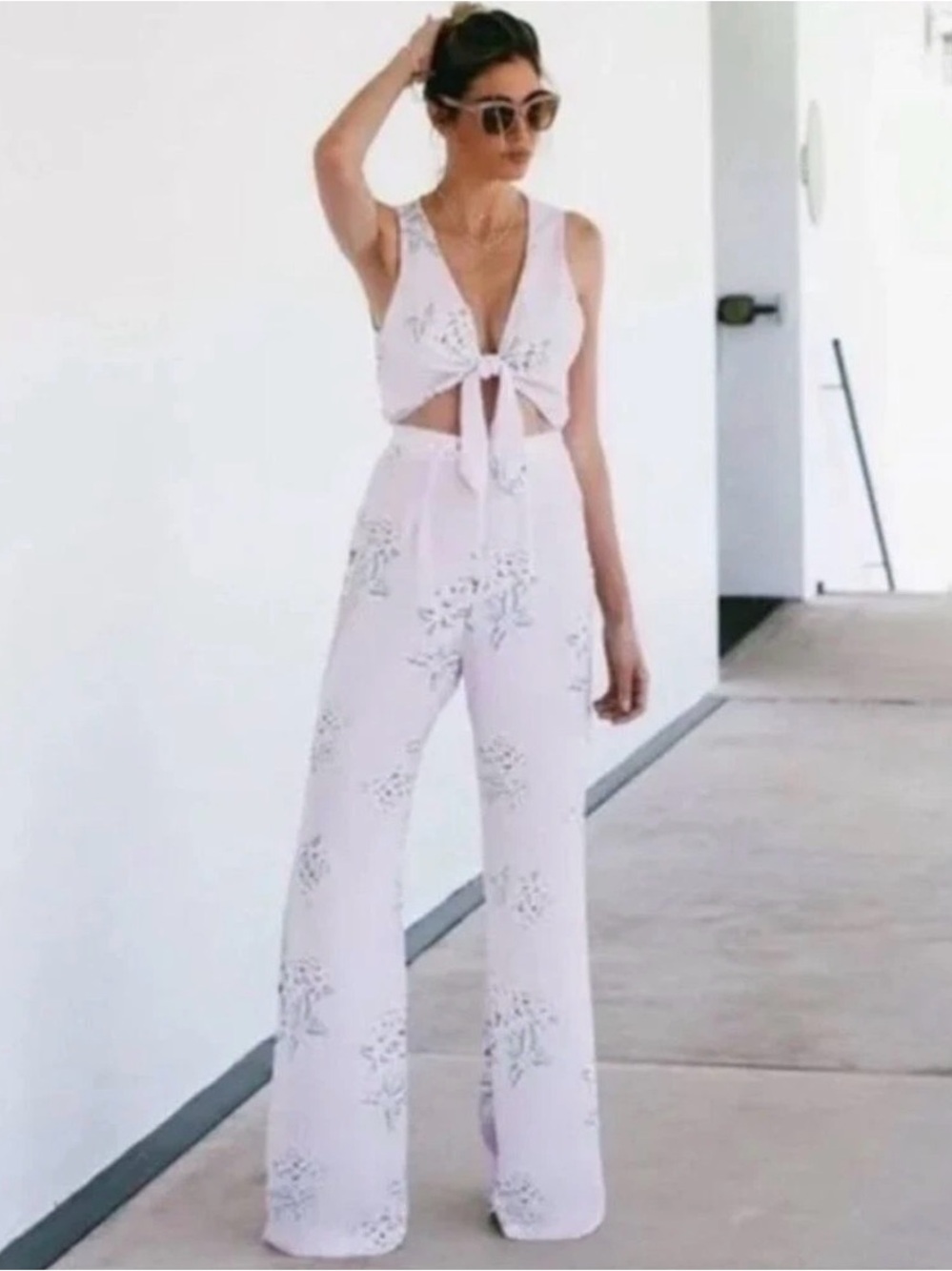 Show Me Your MuMu Lavender Floral Cutout Jumpsuit